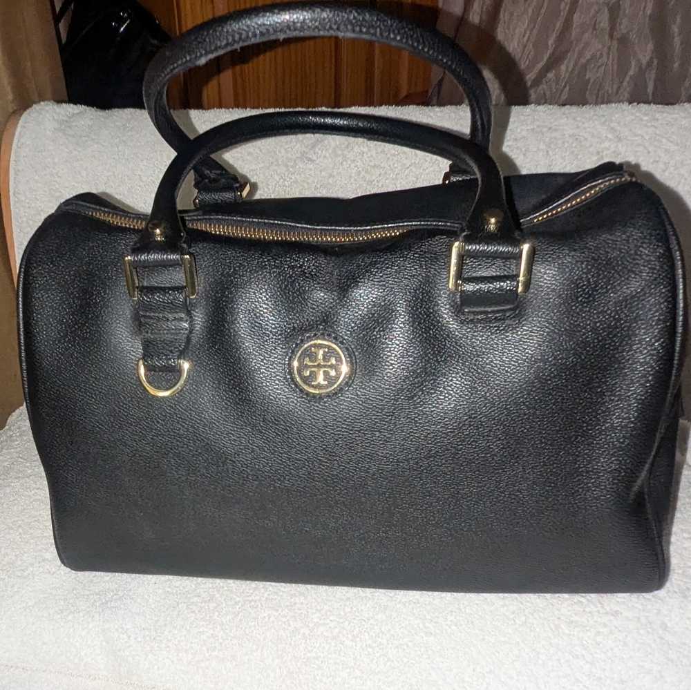 Tory Burch Roslyn Black Saffiano  Leather Satchel